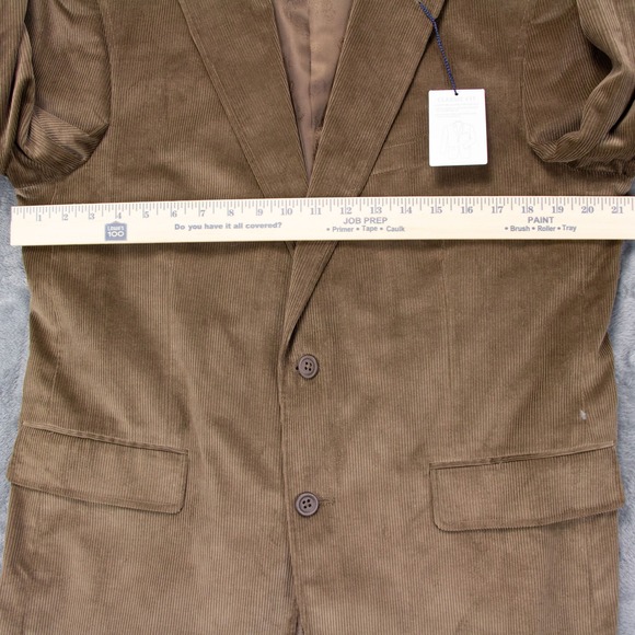 Stafford Mens 42R Brown Taupe Corduroy Sport Coat Blazer Elbow‎ Patch - Picture 6 of 16